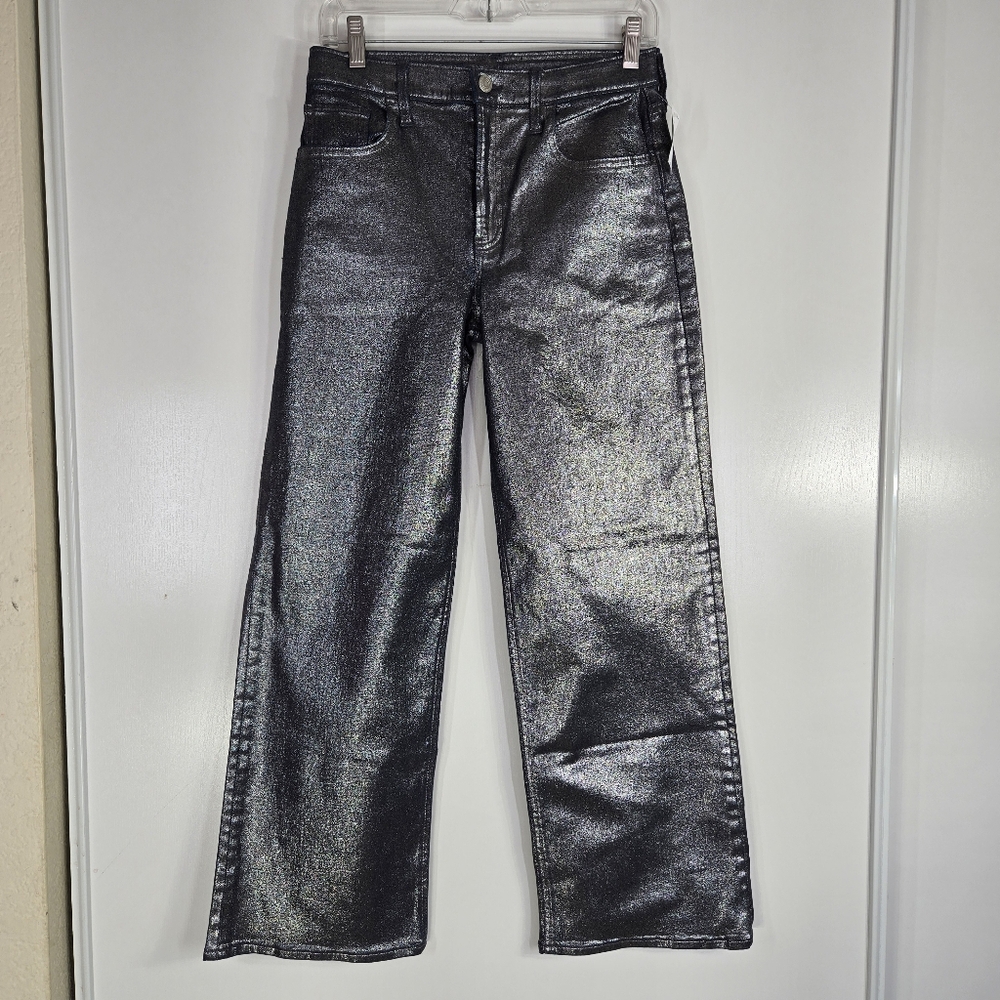 Gap Kids Low Stride Metallic Wide Leg Girls Size 16 Denim Jeans Adjustable Waist